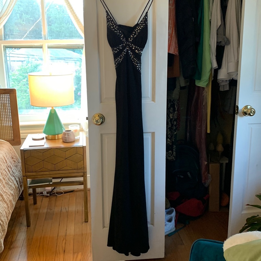 Elegant black beaded formal gown